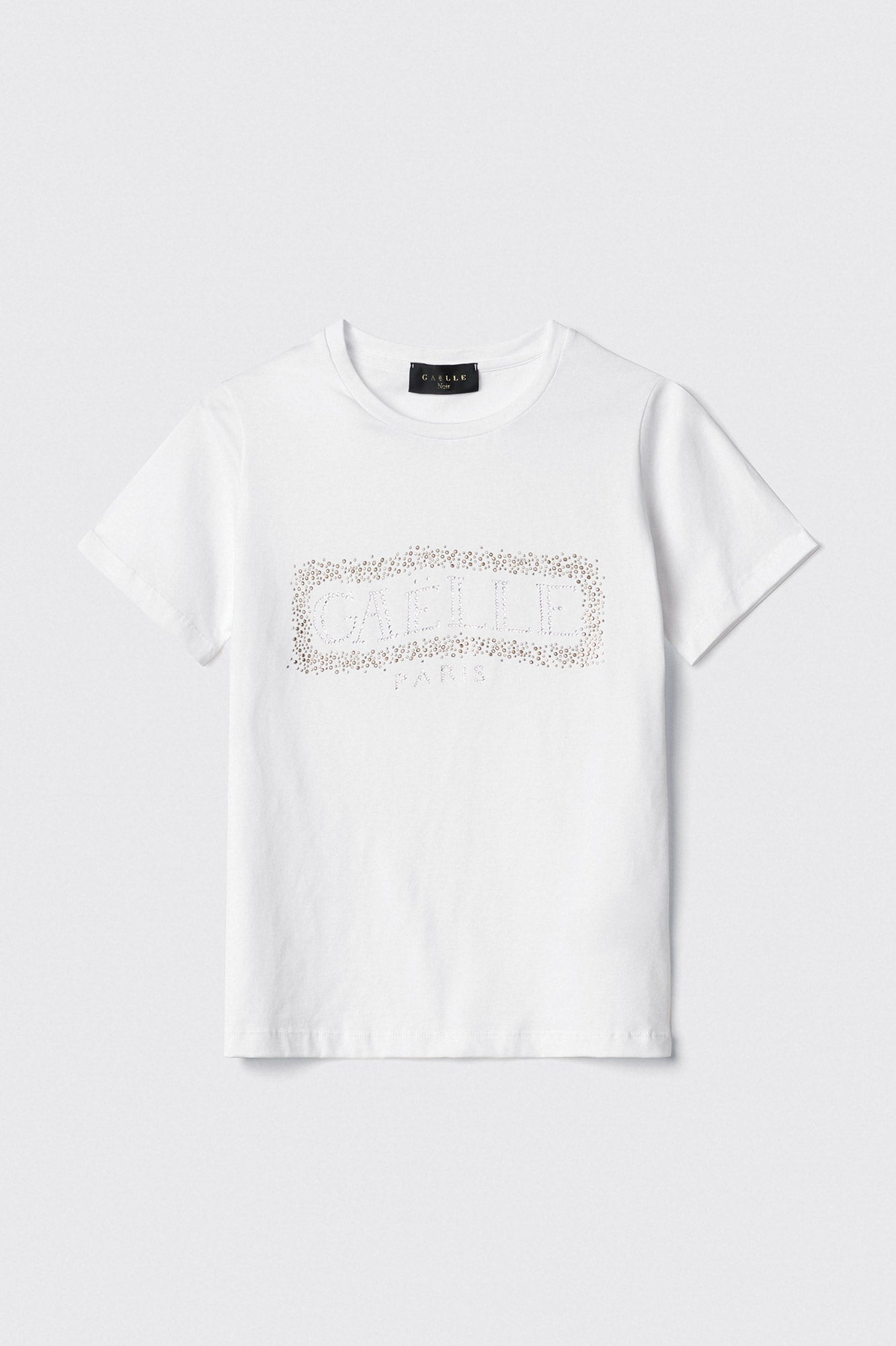 GAELLE PARIS T-Shirt Donna Cornice Logo Strass-Bianco