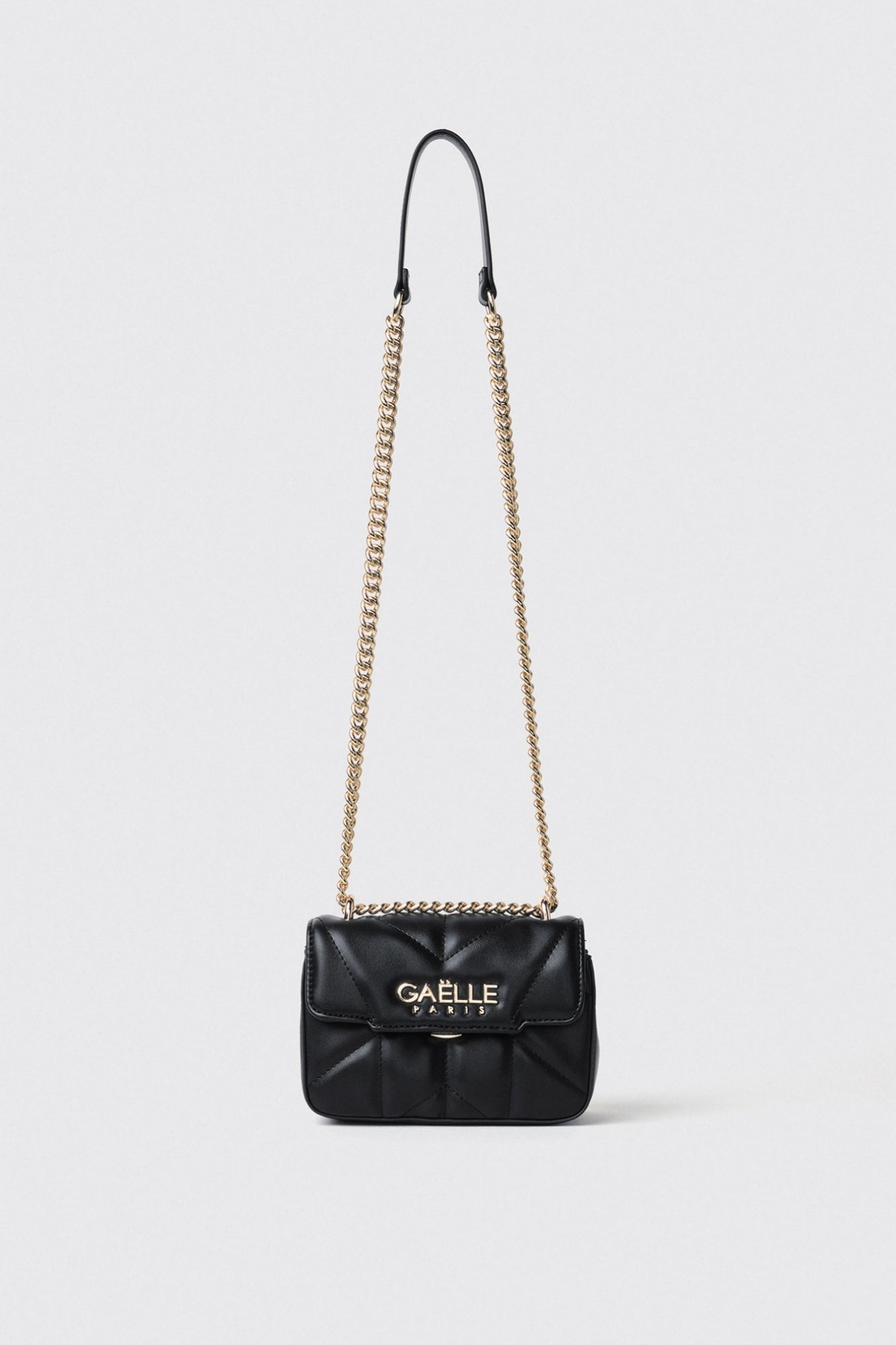 GAELLE PARIS Borsa Mini Shoulder Strap Matelassè Logo Metallo-Nero