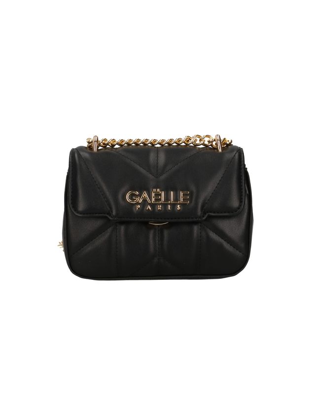 GAELLE PARIS Borsa Mini Shoulder Strap Matelassè Logo Metallo-Nero