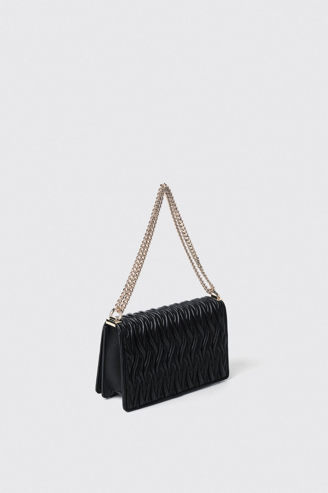 GAELLE PARIS Reg Shoulder Strap Plissè Logo Metallo-Nero