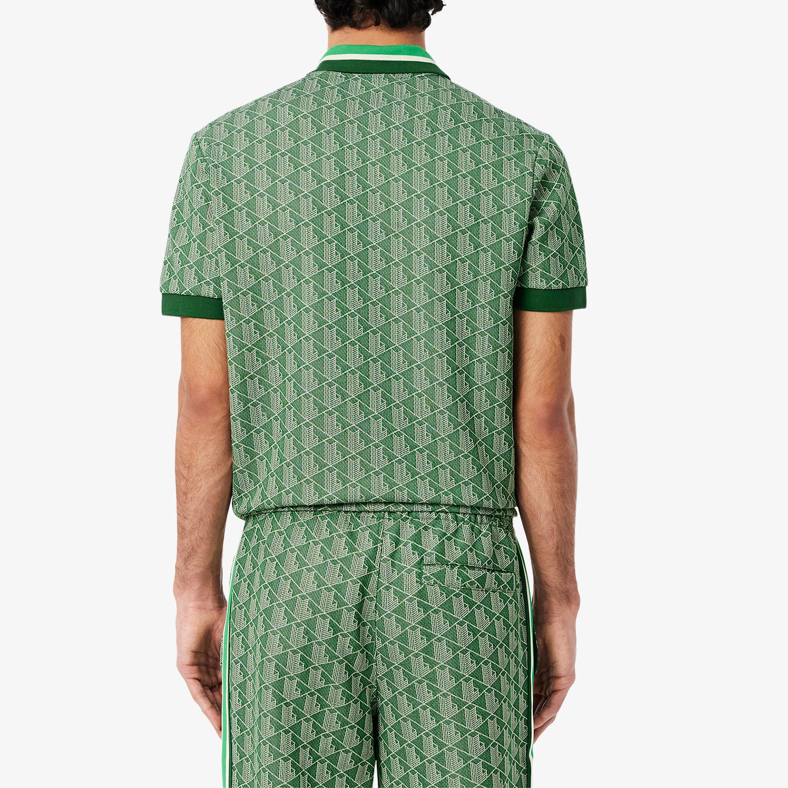 LACOSTE Polo Uomo Jacquard Monogram-Verde Beige