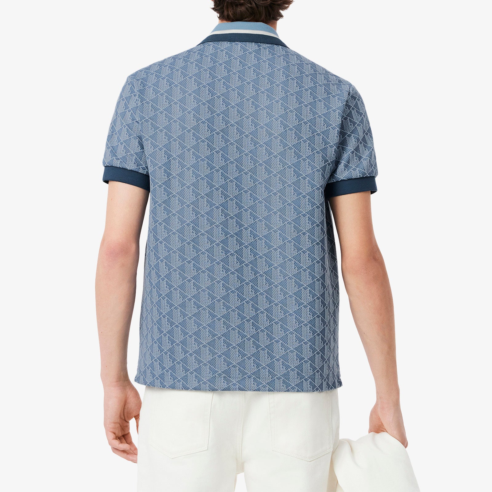 LACOSTE Polo Uomo Jacquard Monogram-Blu Azzurro