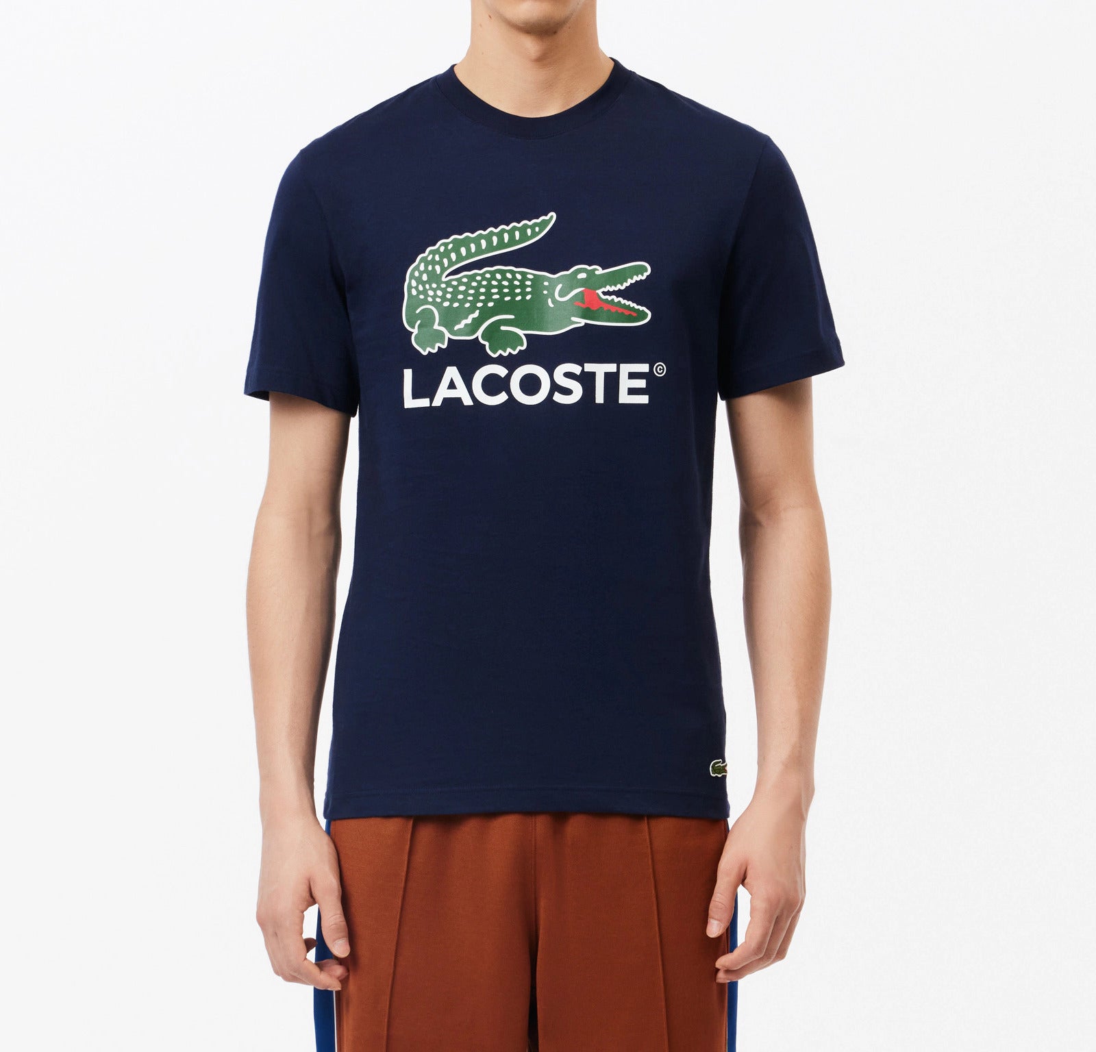 LACOSTE T-Shirt Uomo Maxi Logo-Blu Navy