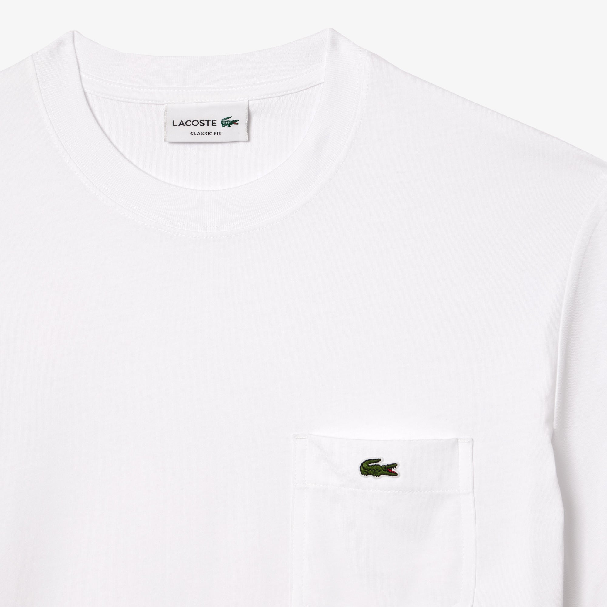 LACOSTE T-Shirt Uomo Taschino-Bianco