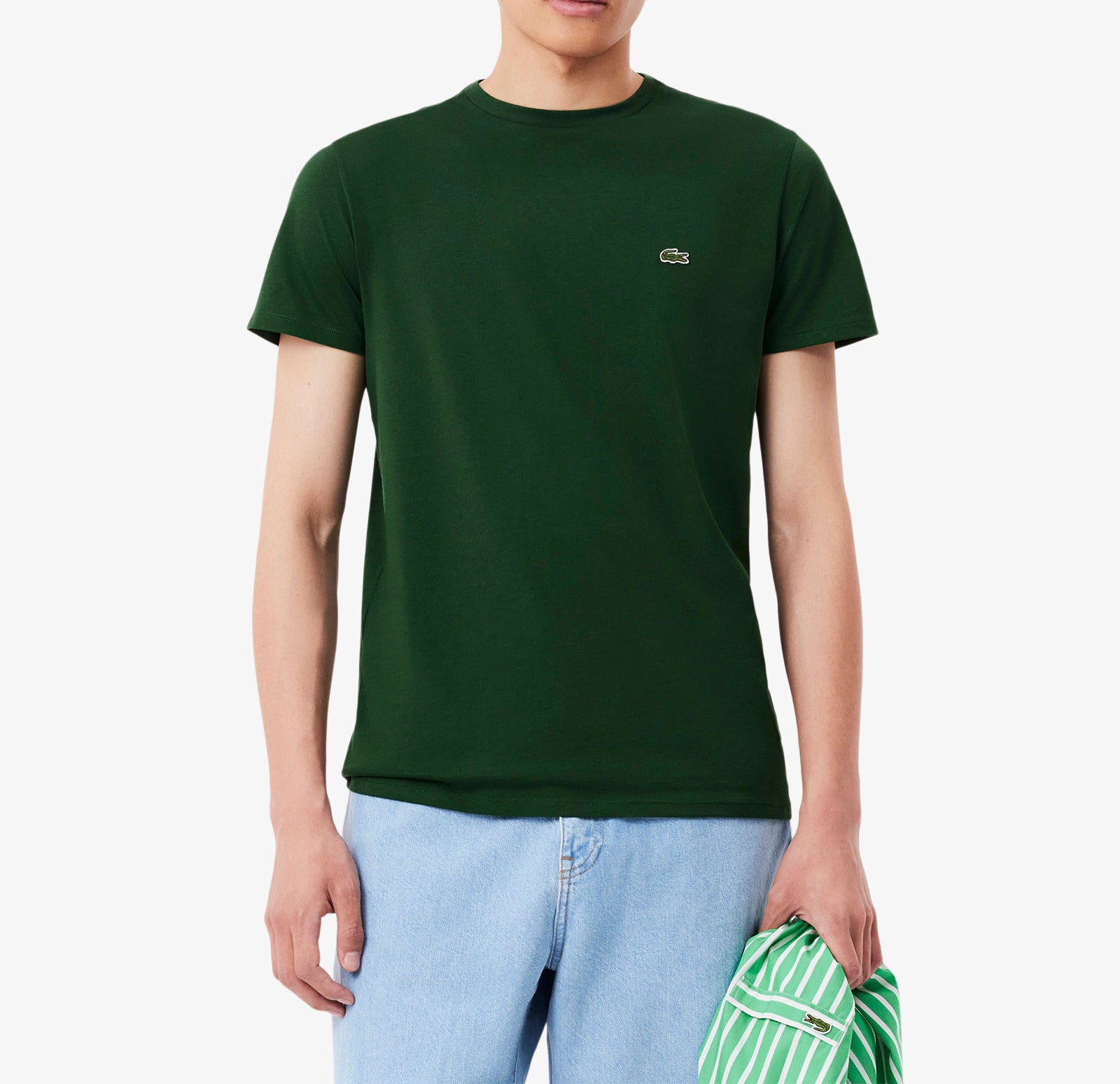 LACOSTE T-Shirt Uomo Cotone Pima-Verde