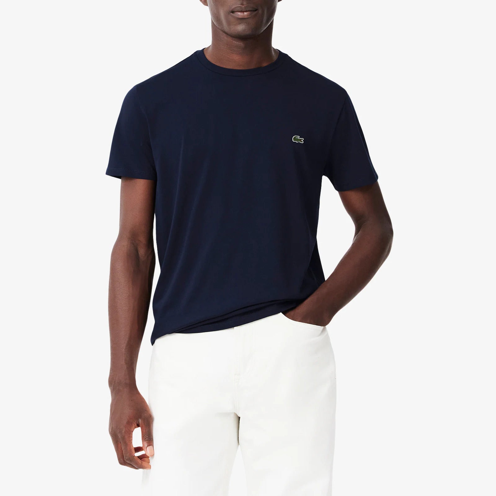 LACOSTE T-Shirt Uomo Cotone Pima-Blu Navy