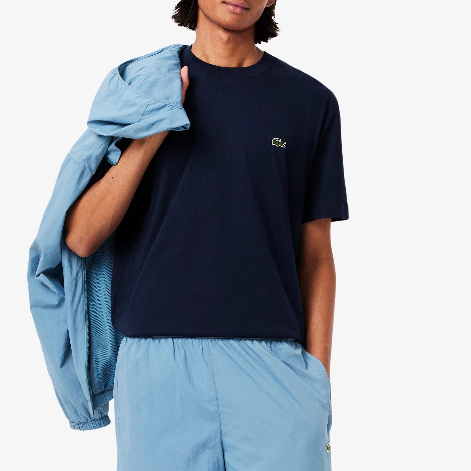 LACOSTE T-Shirt Uomo Cotone-Blu Navy