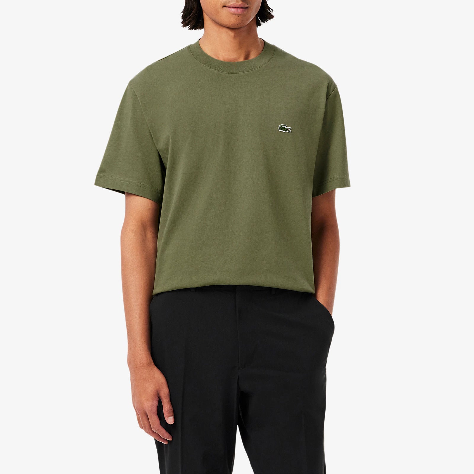 LACOSTE T-Shirt Uomo Cotone-Verde Cachi