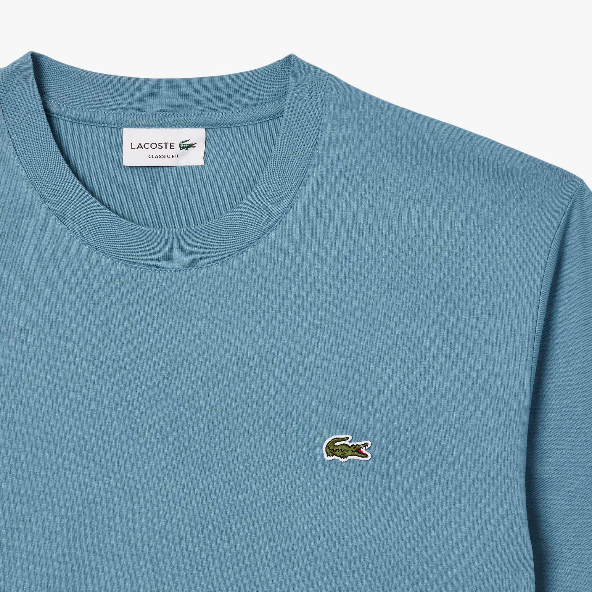 LACOSTE T-Shirt Uomo Cotone-Blu Azzurro