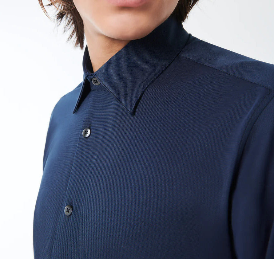 RRD Camicia Uomo Oxford Jacquard-Deep Blue Micro Fancy