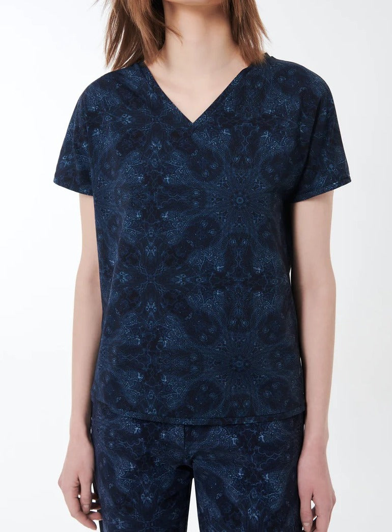 RRD T-Shirt Donna Rama v-neck-Blue Black