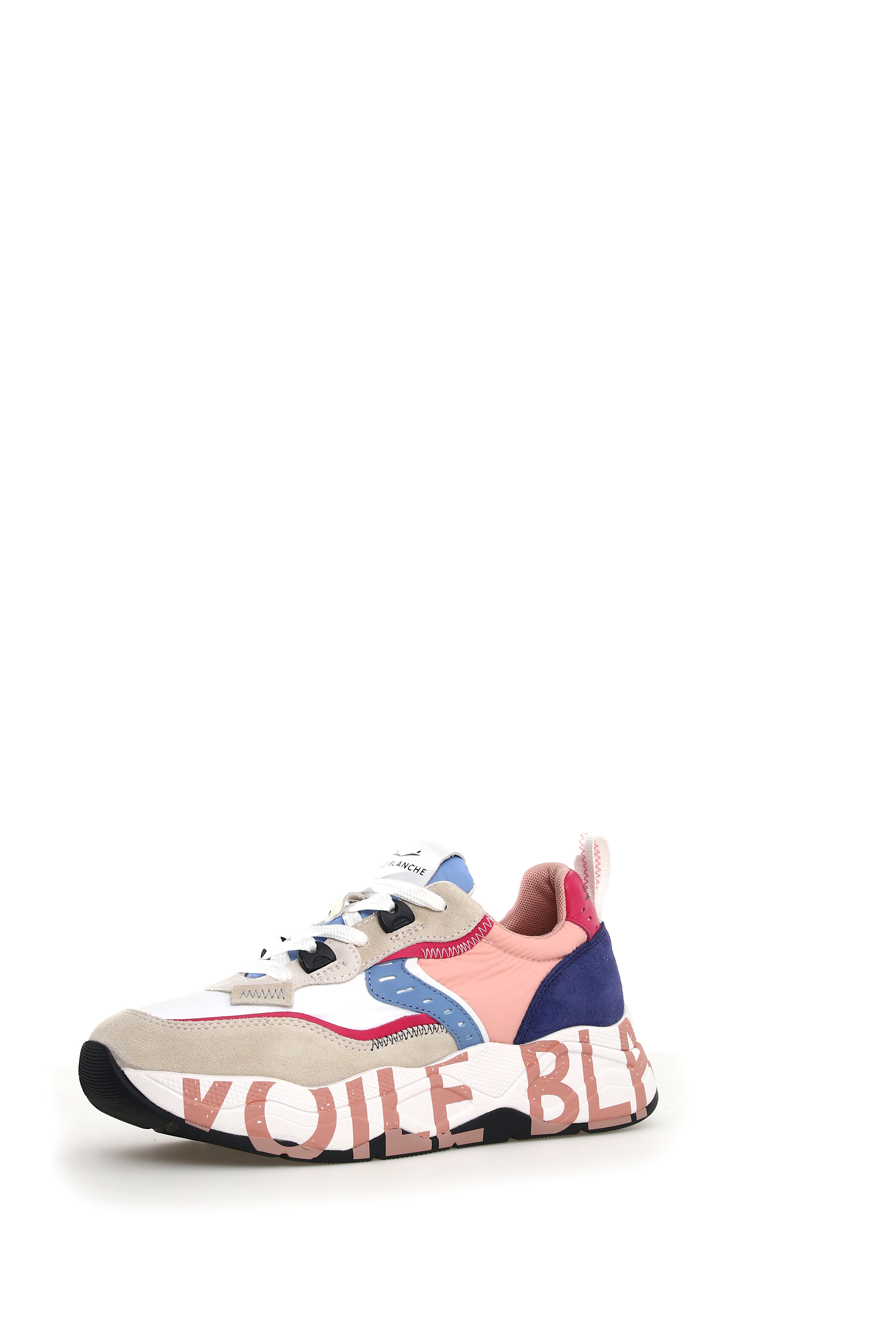 VOILE BLANCHE Sneaker Donna Club105-Bianco Rosa Blu