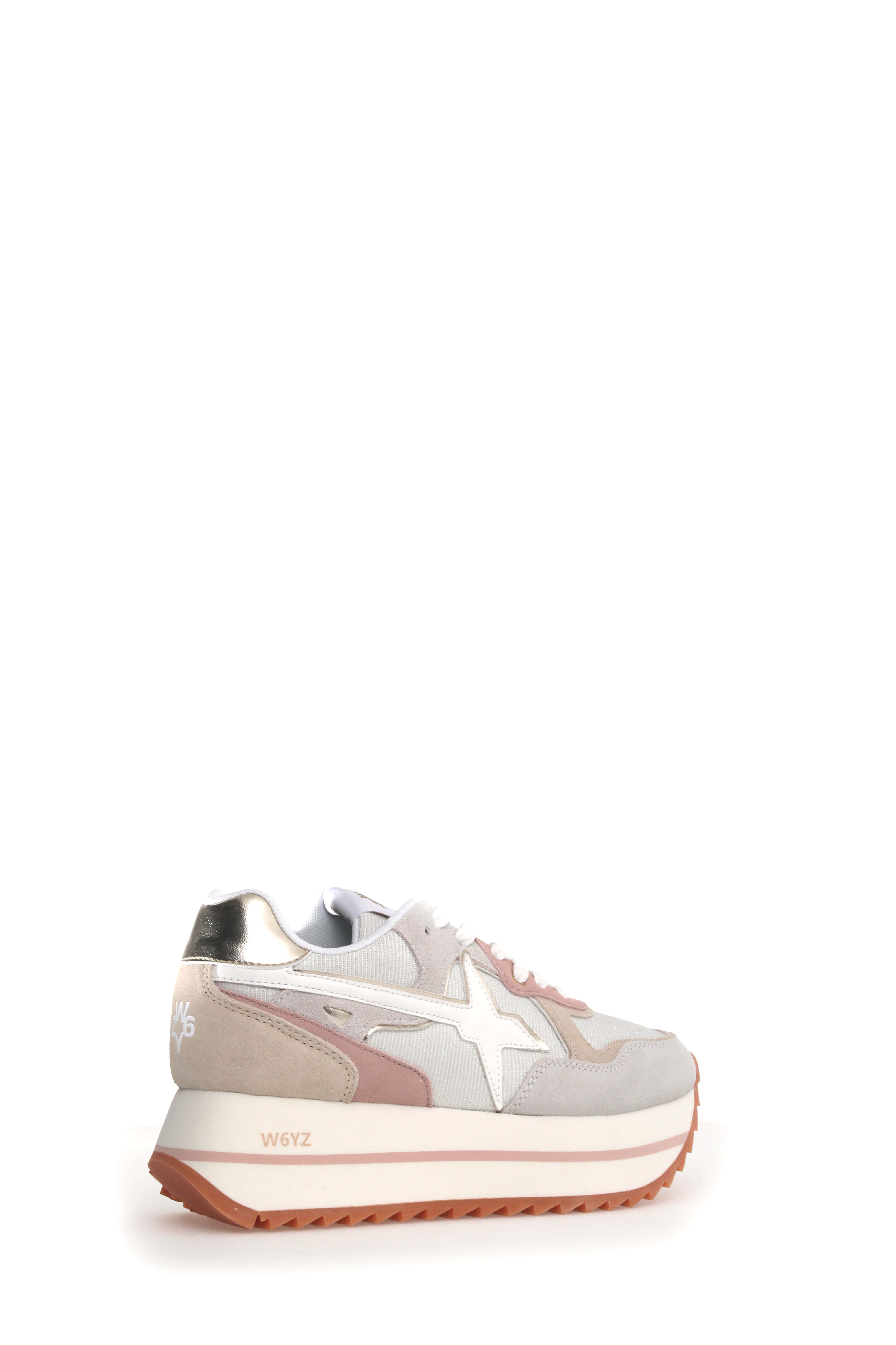 W6YZ Sneaker Donna Deva W-Bianco Rosa Beige