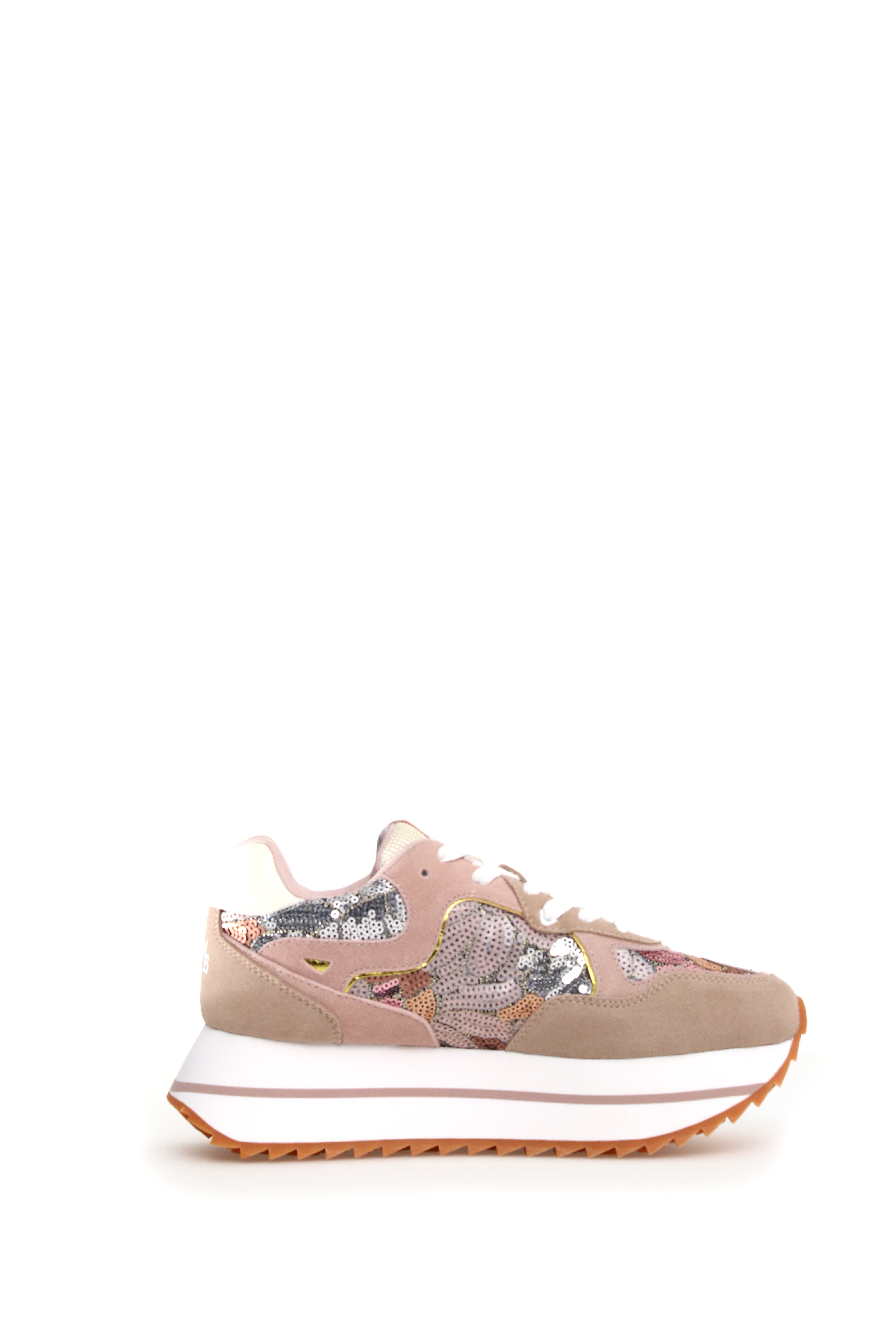 W6YZ Sneaker Donna Deva W-Rosa Cipria Paillettes