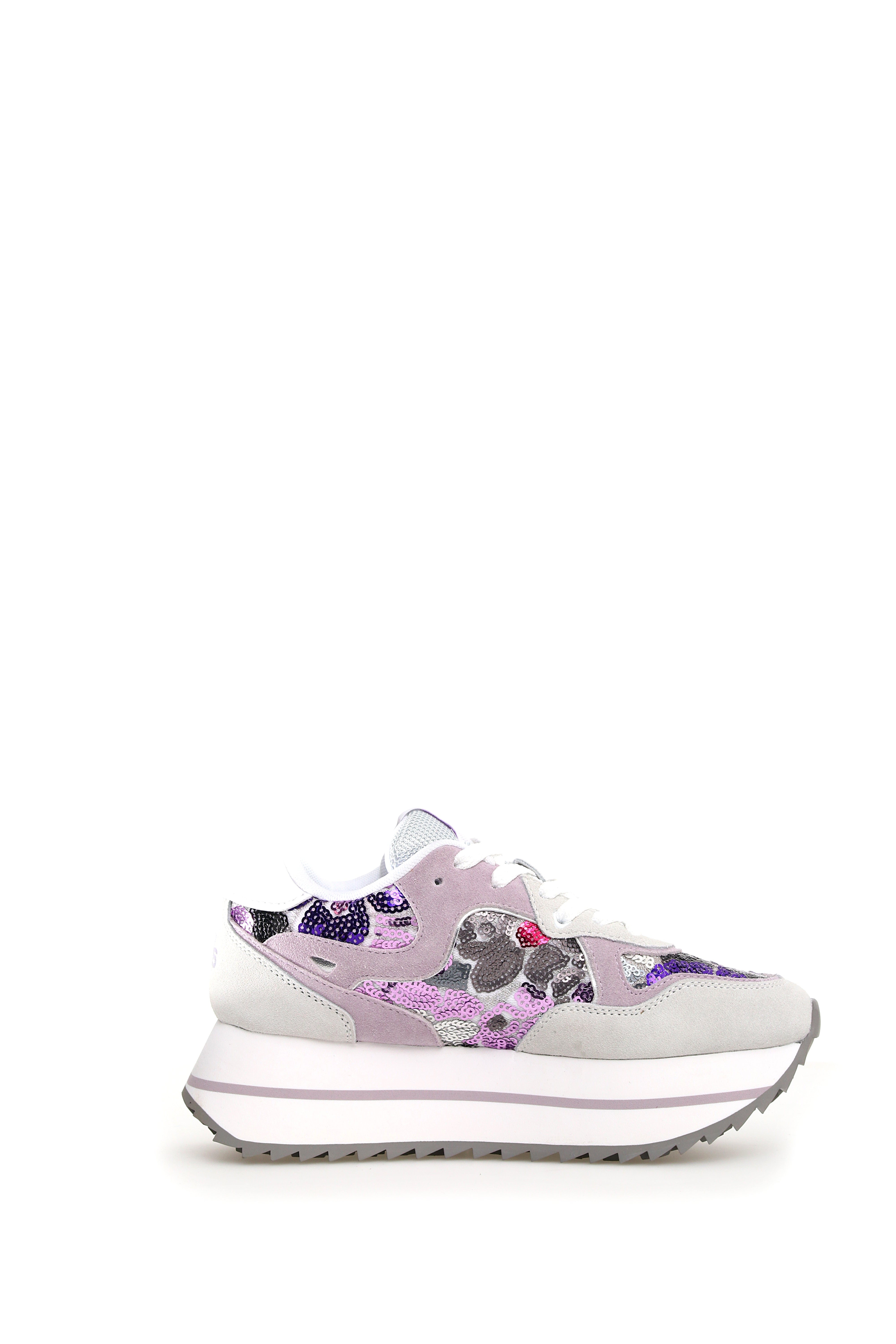 W6YZ Sneaker Donna Deva W-Bianco Lilla Paillettes