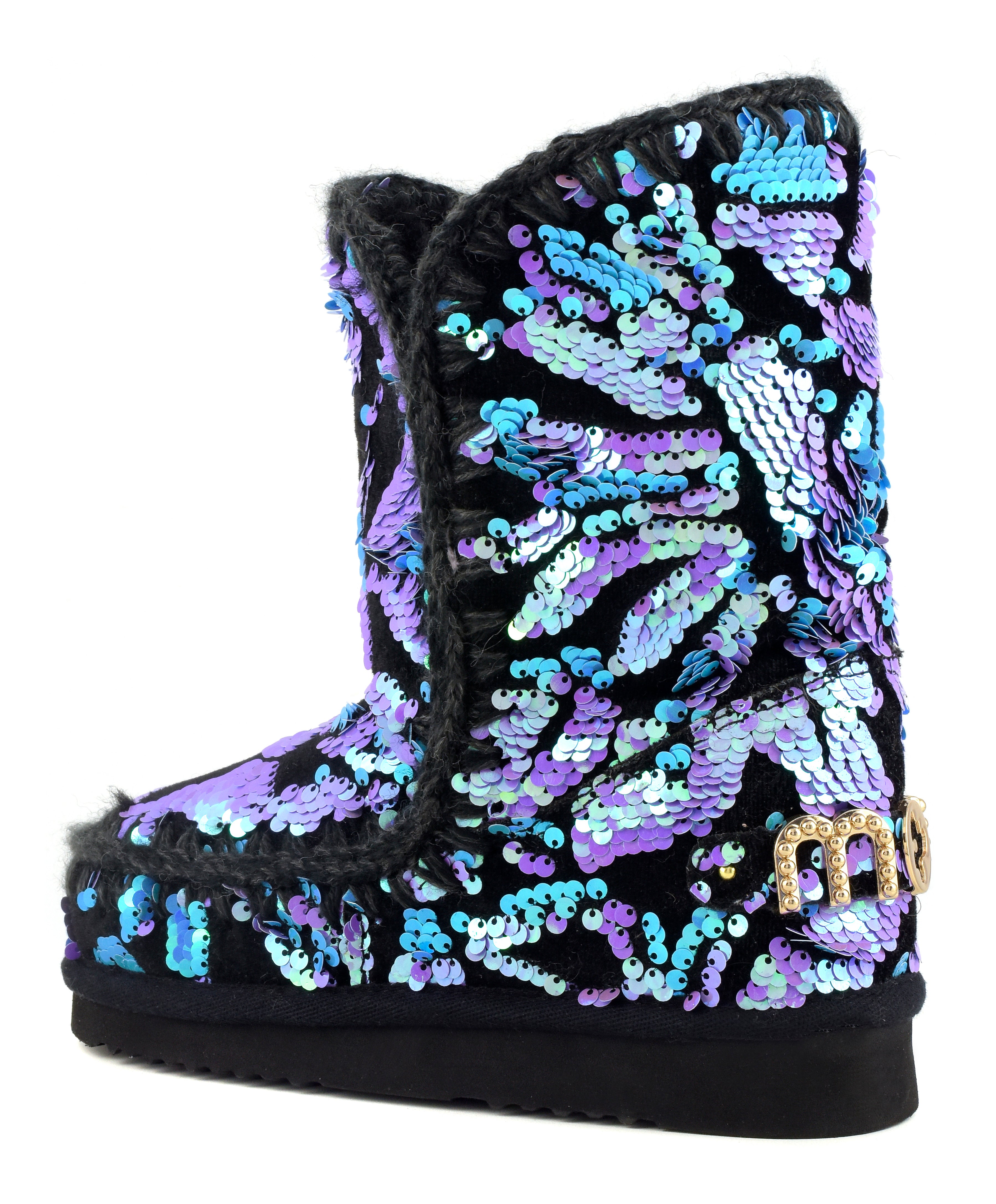 MOU Women's Ankle Boot Eskimo 24 Big Logo Studs Lilac on Velvet