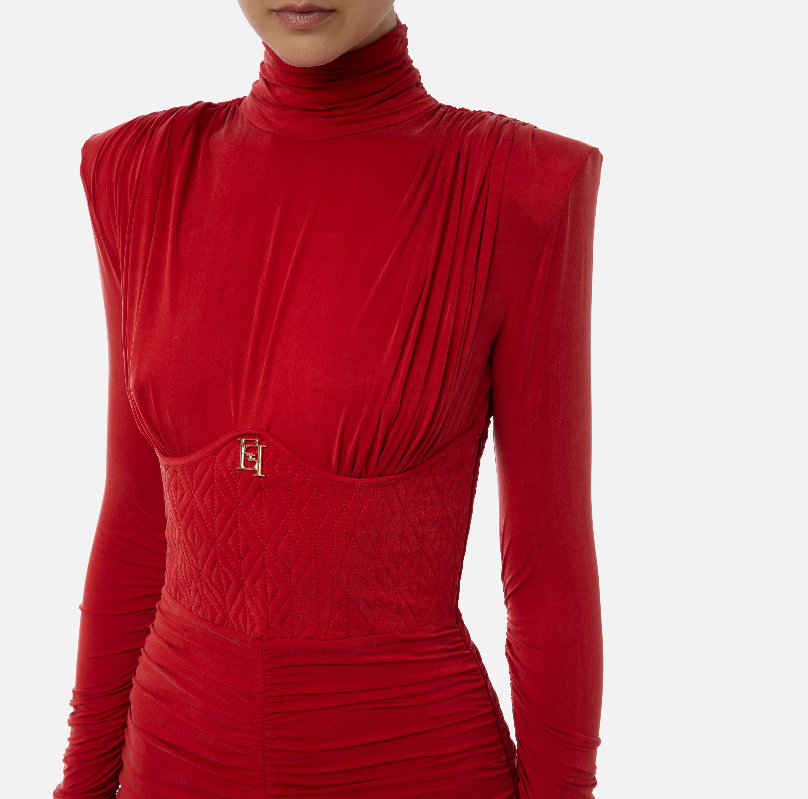 Red velvet turtleneck on sale dress